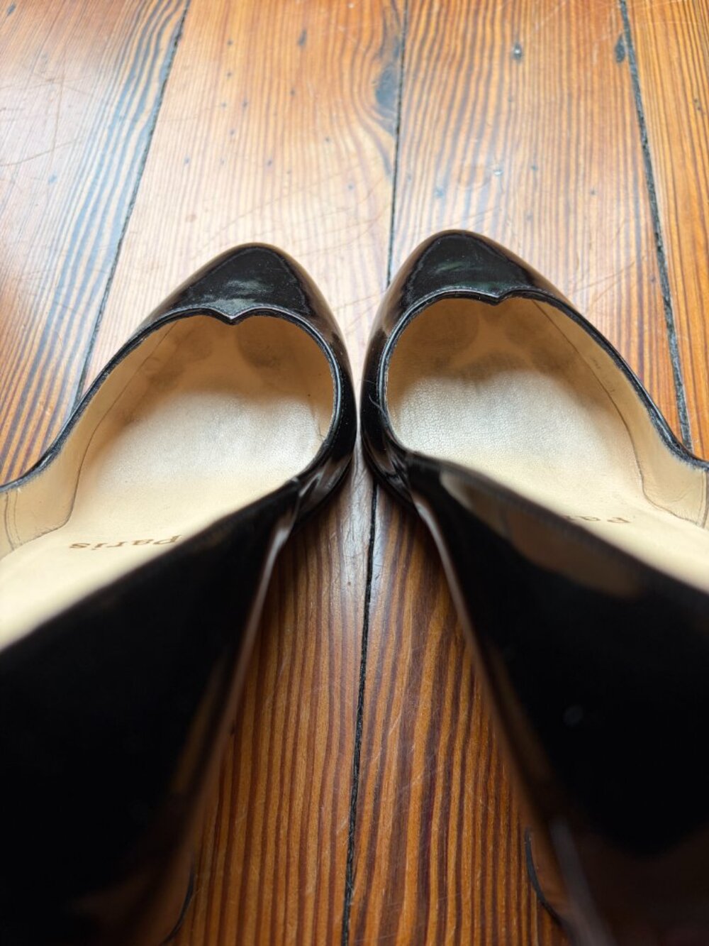 Vintage Rare Christian Louboutin Black Patent Leather Block Silver Heels - Picture 5 of 16